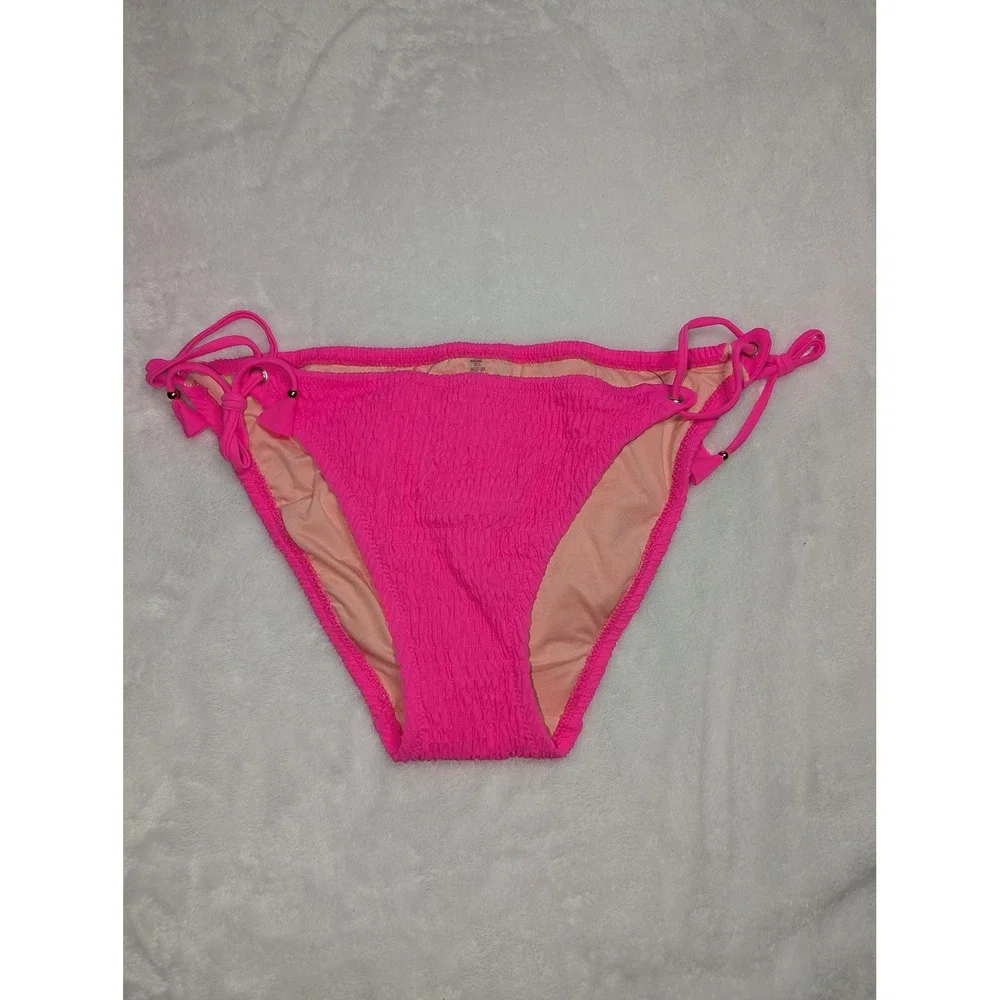 Victorias‎ Secret Neon Pink Smocked Side Tie Bikini Bottom 347237-QDE XL